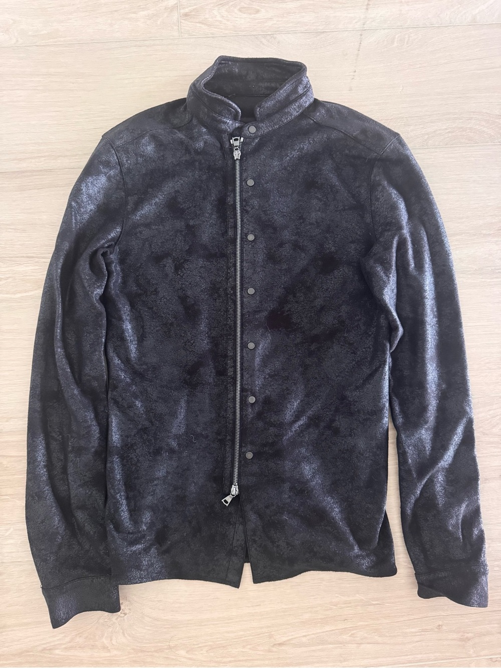 John Varvatos Men's Black Zip-Up Mock Collar Jacket